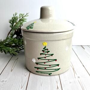 Robinson Ransbottom Pottery Crock Lid 1 Pint Low Roseville Ohio Tree Snowflake
